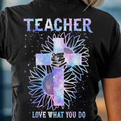 Love What You Do - Faith Teacher Cross & Sunflower