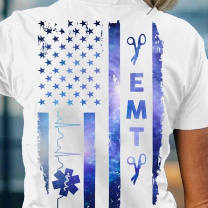 USA Flag Galaxy Design - EMT Pride